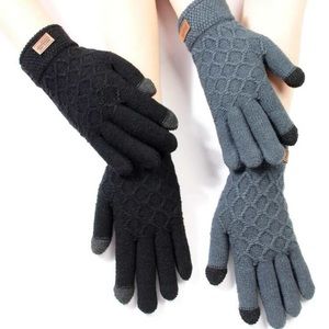 1 PairOf Diamond-shaped Autumn And Winter Warm Knitted Glove